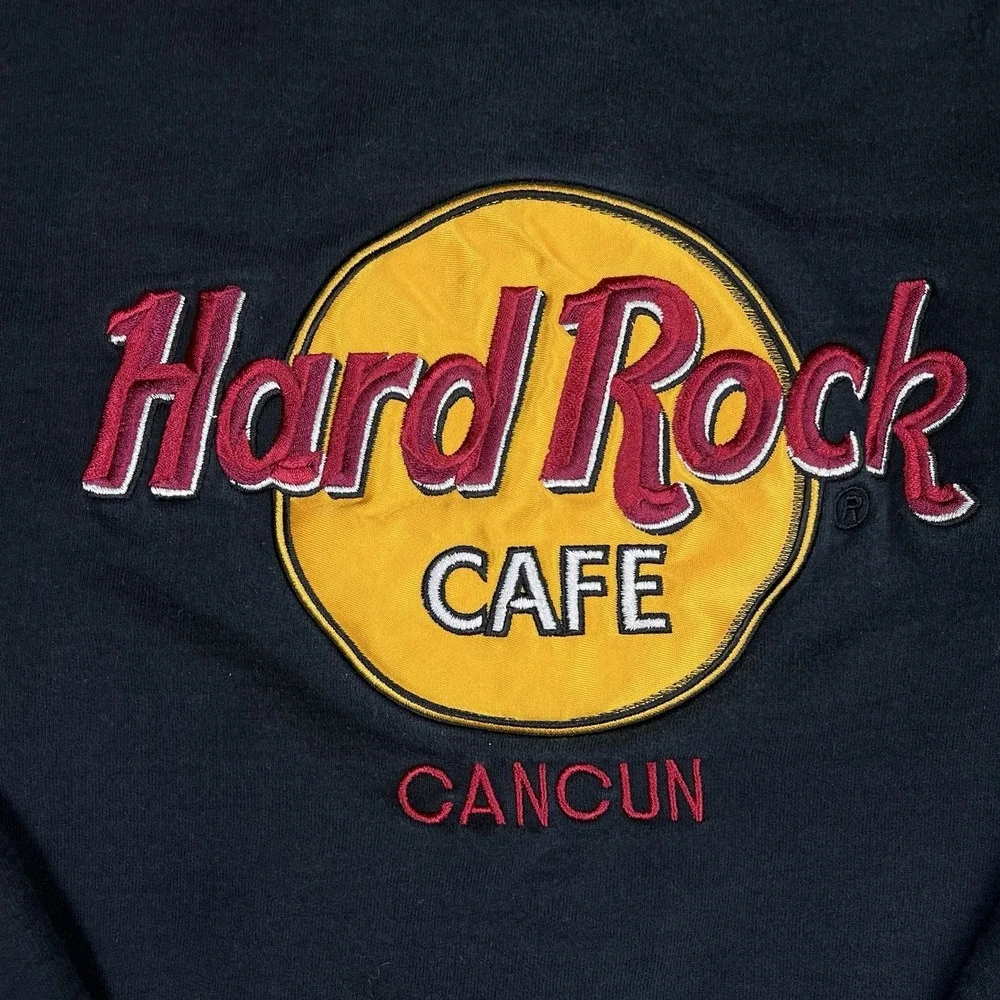 Vintage Hard Rock Cafe Cancun Black Crewneck Pullover Sweatshirt Sweater‎ Large